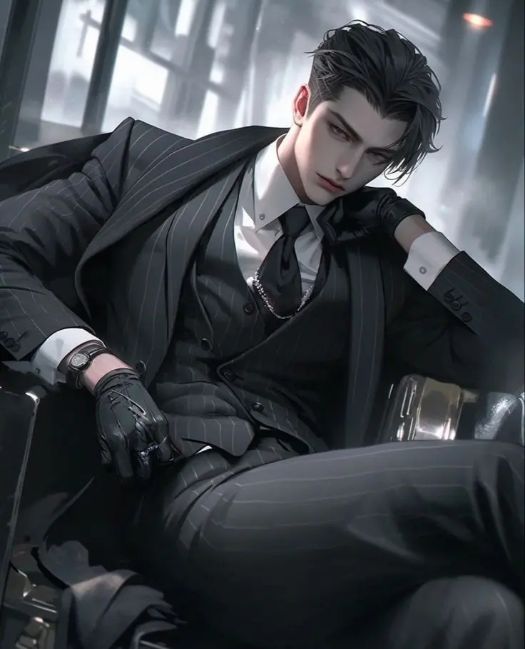 Alex, adult fictional mafia character in a suit