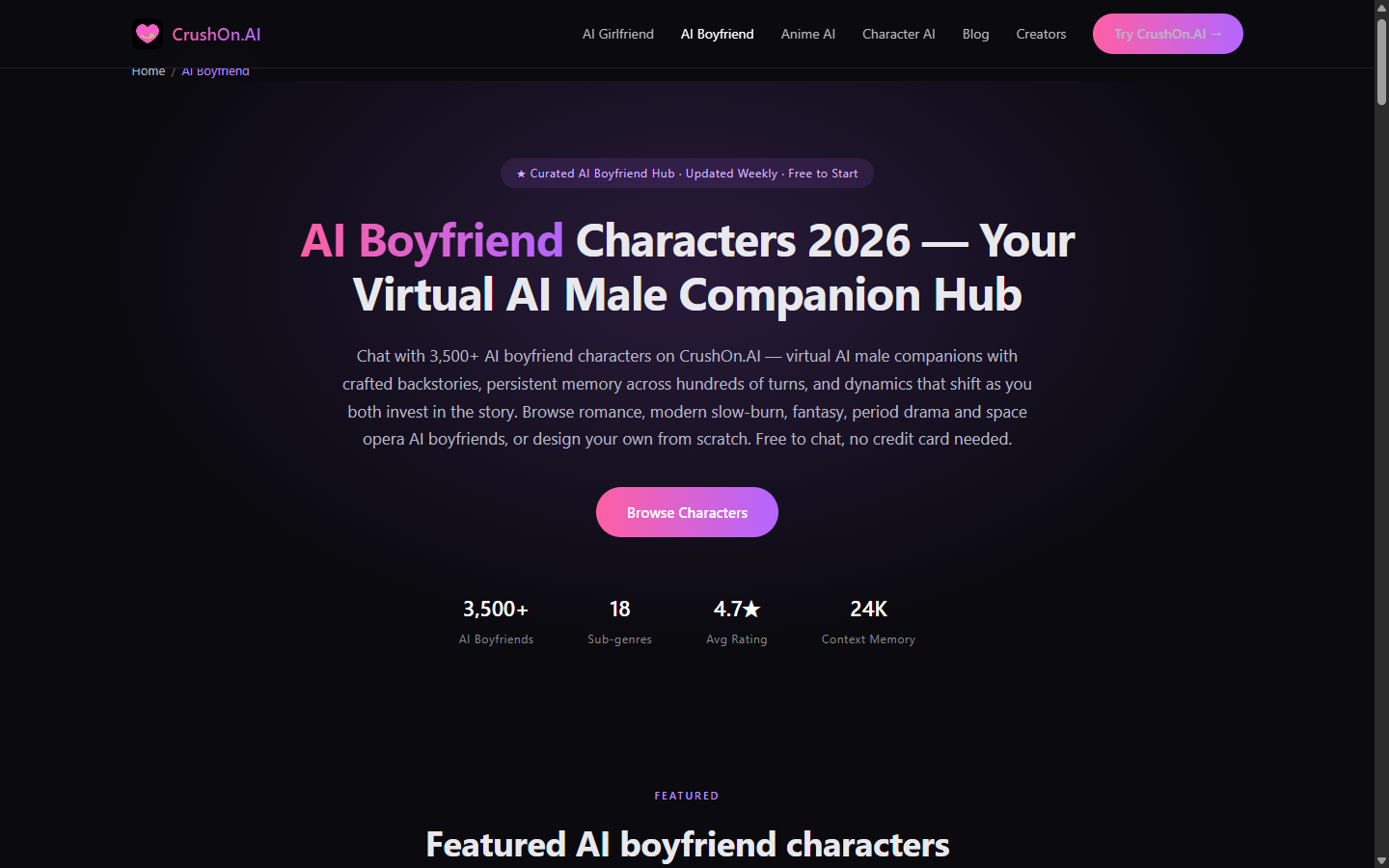 Public CrushOn.AI boyfriend landing page render